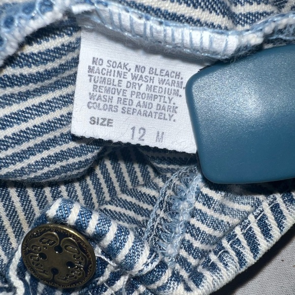 Vtg OshKosh B'gosh acid wash hickory stripe bubble romper 12m made USA - Picture 2 of 3